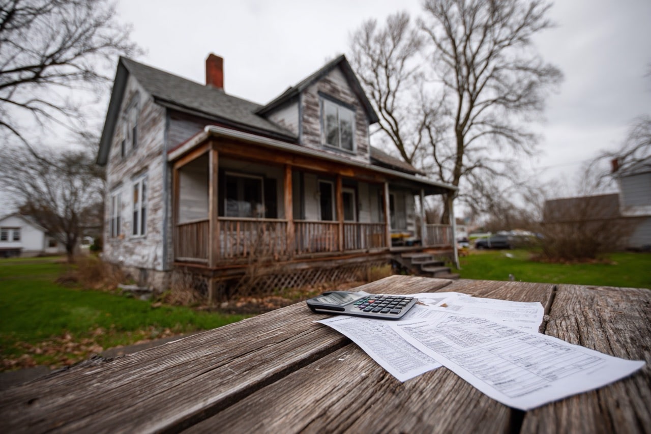 Wisconsin residential property with tax calculation concept