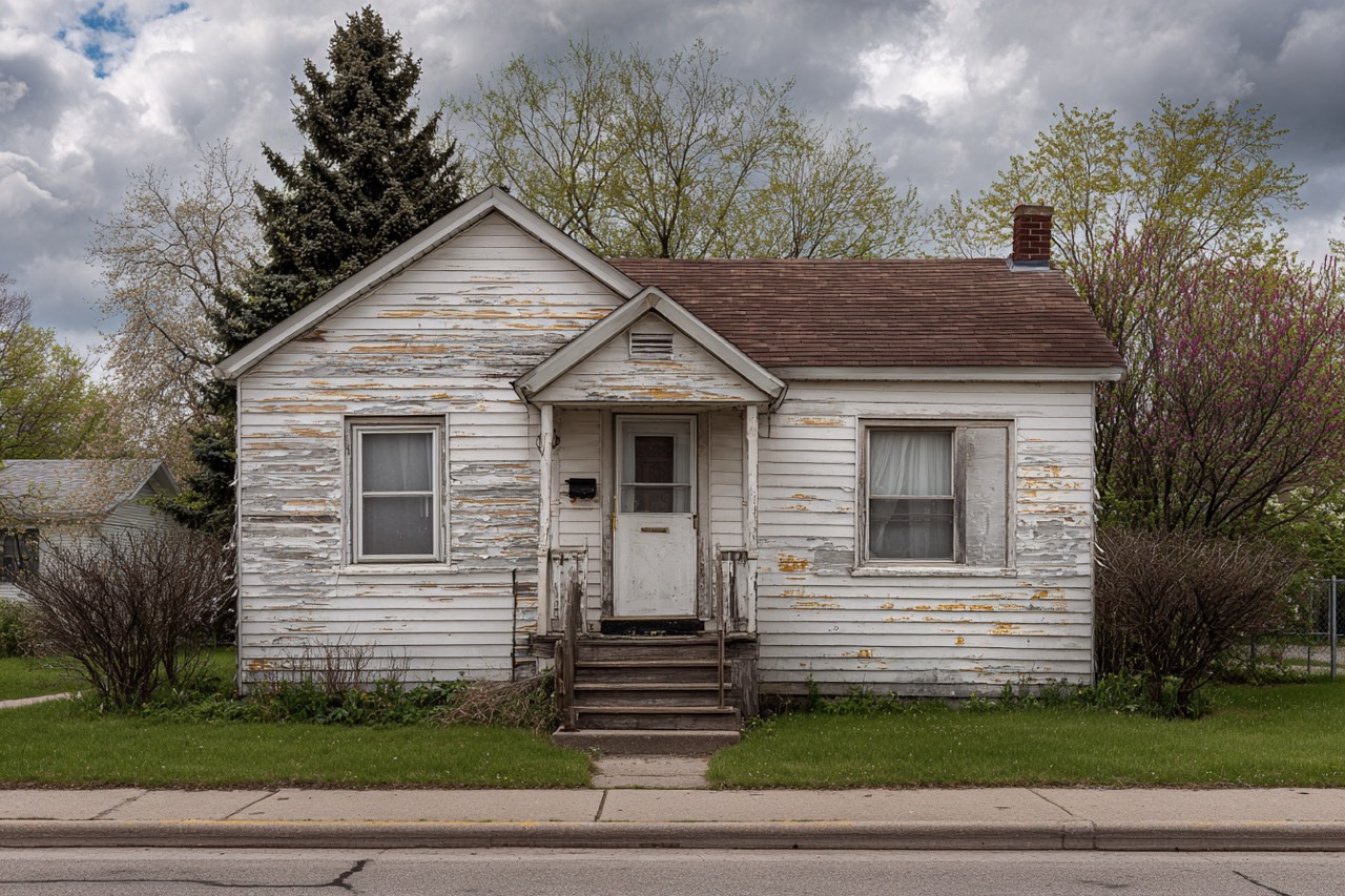 Condemned house in Wisconsin showing wear and code violations