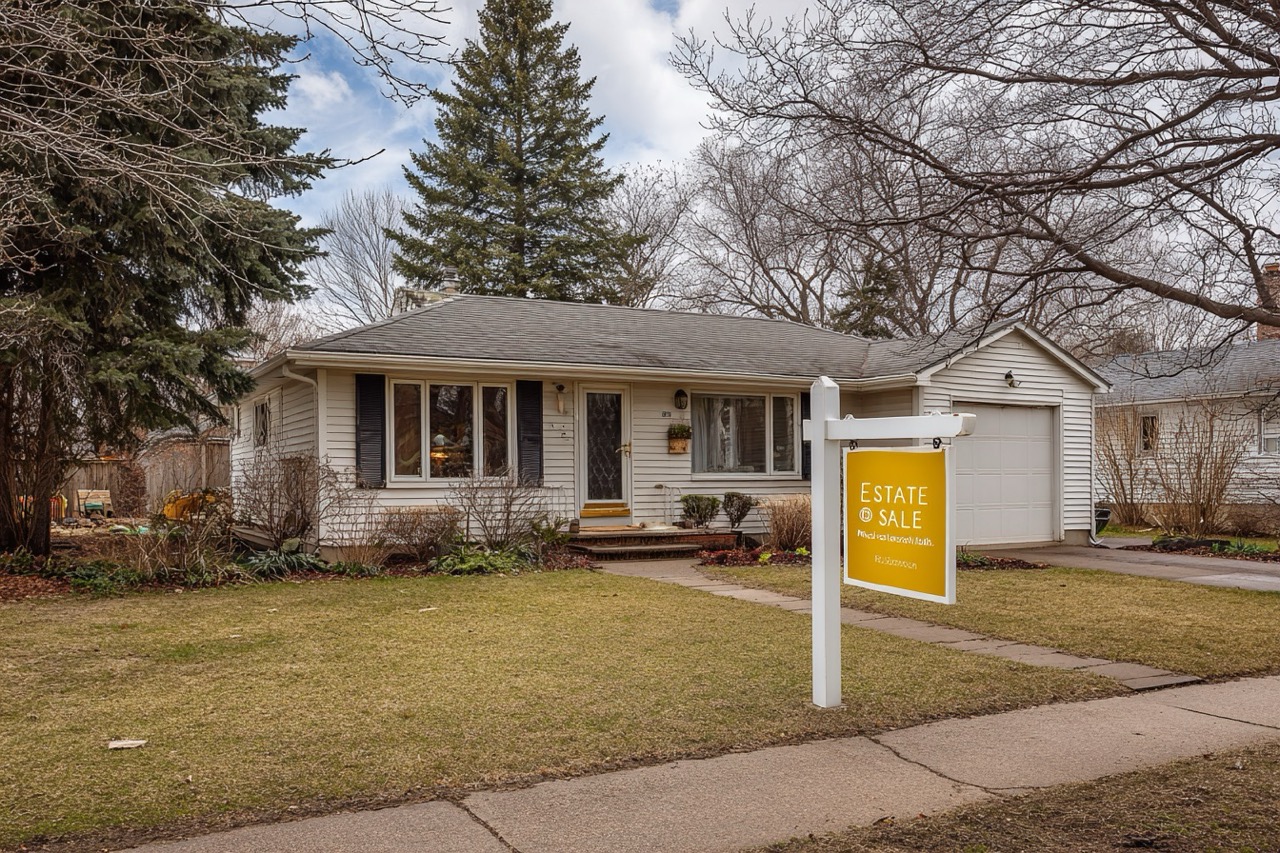 Inherited property for sale in Wisconsin showing typical suburban home