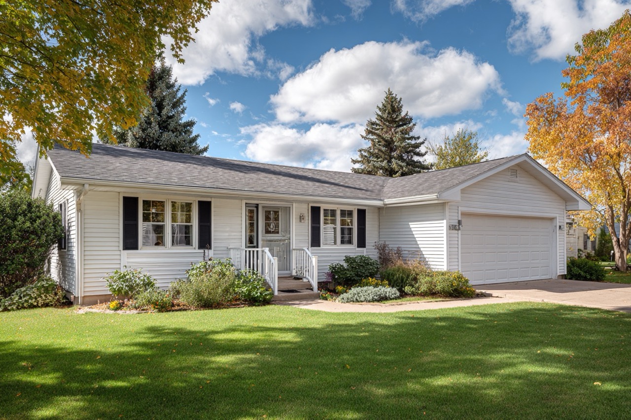 Average suburban home in Wisconsin prepared for sale with tax documents