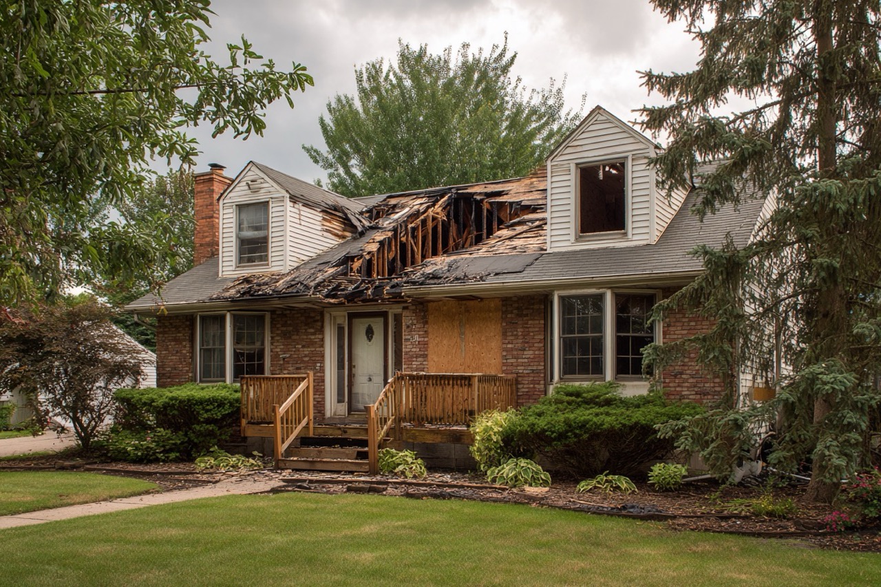 Fire damaged Wisconsin home showing repair considerations for property sale