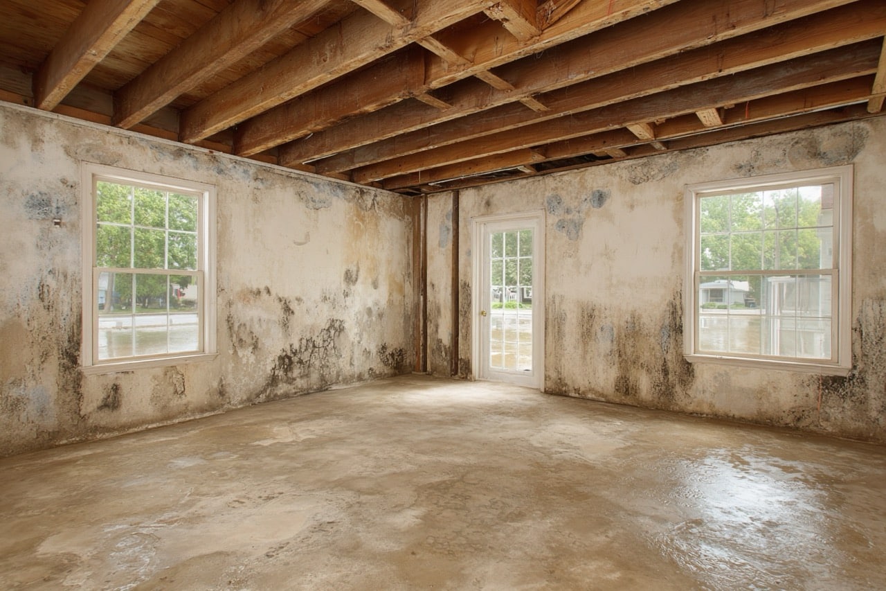 Interior water damage in Wisconsin home from severe storm