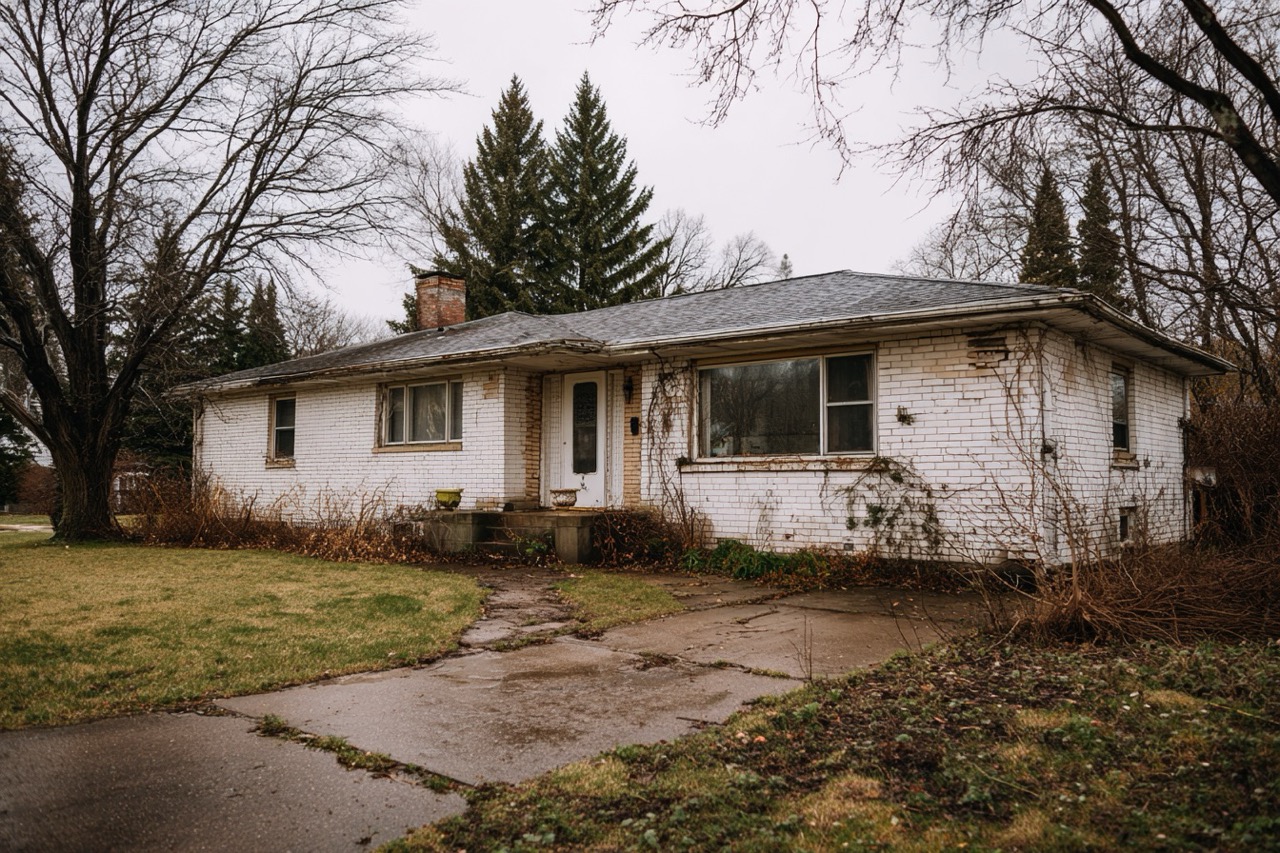 Wisconsin property showing building code violations and structural damage